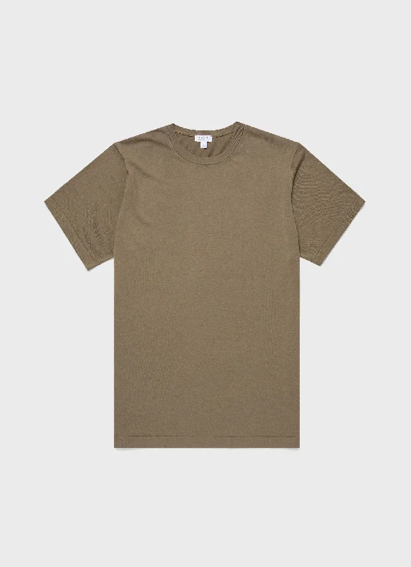 Men's Shirts with Embellished CollarsMen's Sea Island Cotton Knit T-shirt in Dark Stone