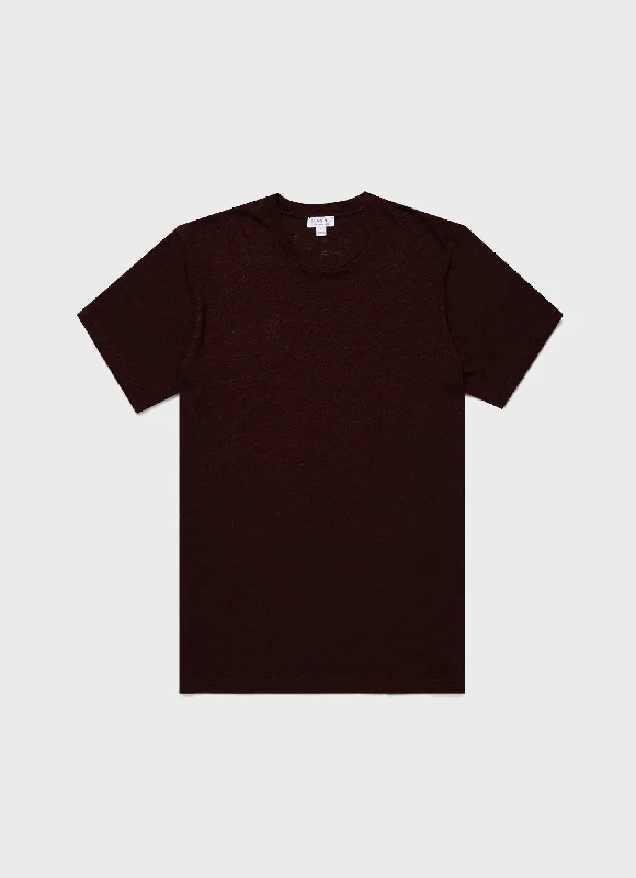 Men's Shirts with Button-Down PocketsMen's Cotton Linen T-shirt in Raisin