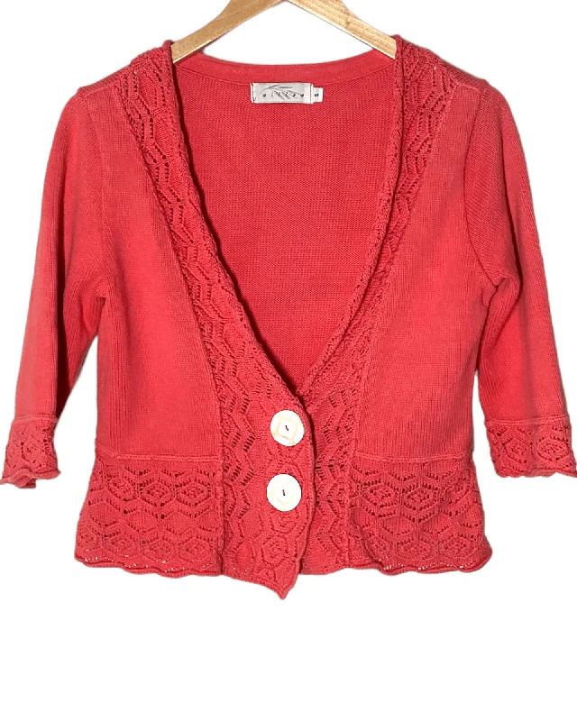 Men's Sweaters with Thumbholes in SleevesLight Spring Coral Crochet Sweater