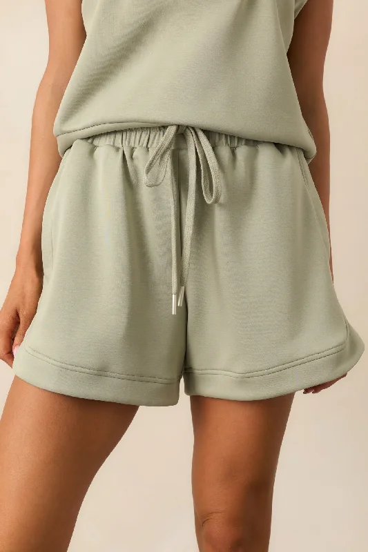 Men's Pants with Hidden PocketsTaking My Time Desert Sage Drawstring Shorts