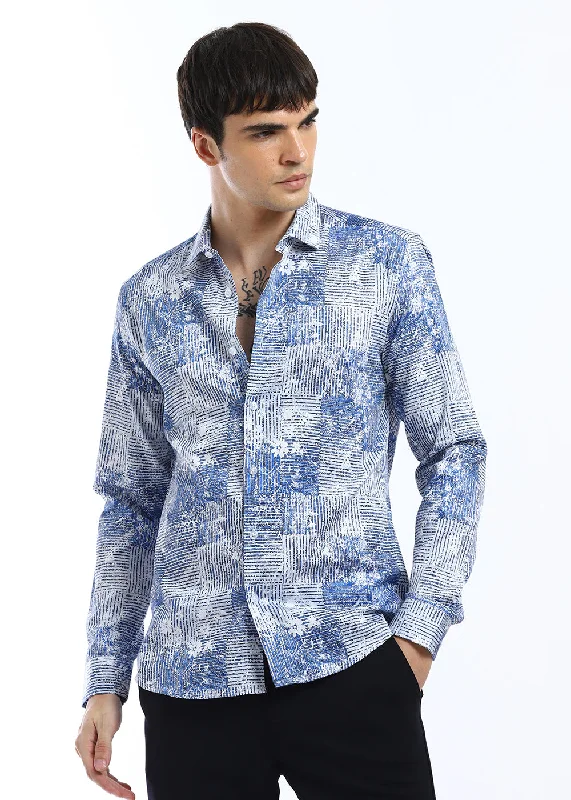 Men's Moisture-Wicking Shirts for All-Day ComfortGeometric Print Full-Sleeves Shirt