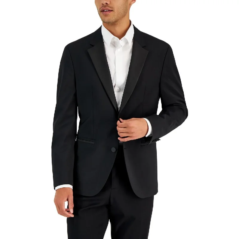 Mens Mixed Media Wool Two-Button Blazer