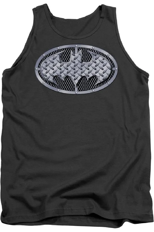 Men's Shirts with Contrast CollarsBatman Steel Mesh Shield Adult Tank Top