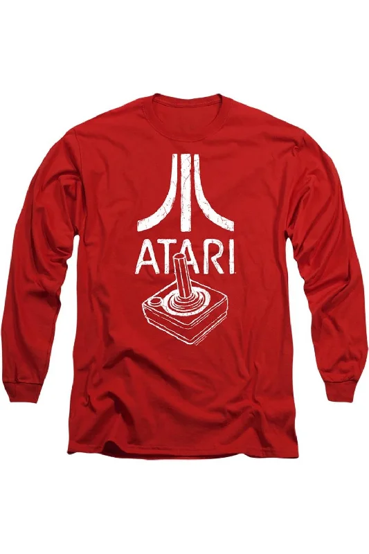 Men's Shirts with Mock NecksAtari Joystick Logo Long Sleeve Adult Tee / T-Shirt