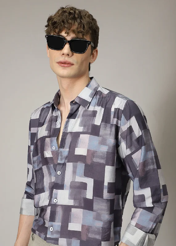 Men's Wrinkle-Free Shirts for Easy CareAbstract Block Print Shirt