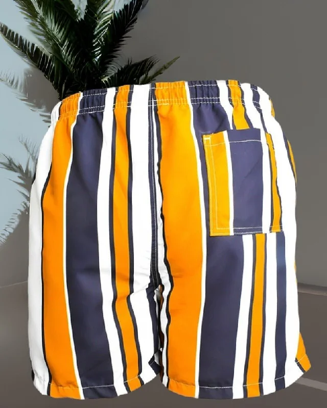 Men's Pants with Contrast Fabric PanelsStripe Swim Shorts