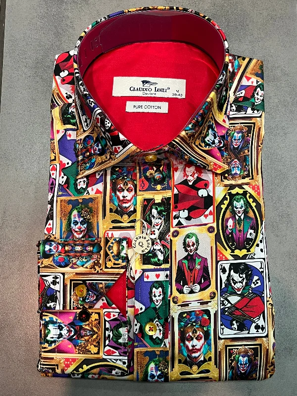 Men's Color-Blocking Shirts for a Statement LookCLAUDIO LUGLI JOKER SHIRT CP6965-RED Men's Color-Blocking Shirts for a Statement LookCLAUDIO LUGLI JOKER SHIRT CP6965-RED