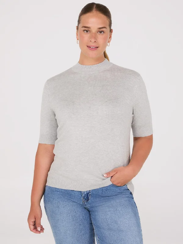 Men's Sweaters with Raglan SleevesMock Neck Elbow Sleeve Top