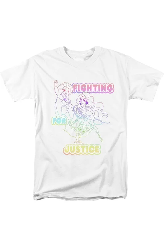 Men's Shirts with Moisture-Wicking FabricDC Comics Superhero Girls Fighting For Justice Short Sleeve Adult Tee / T-Shirt