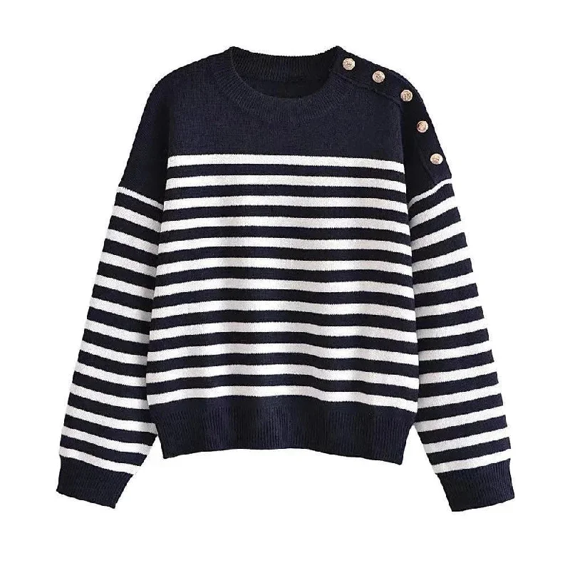 Men's Sweaters with Hidden PocketsButtoned Striped Pullover Sweaters