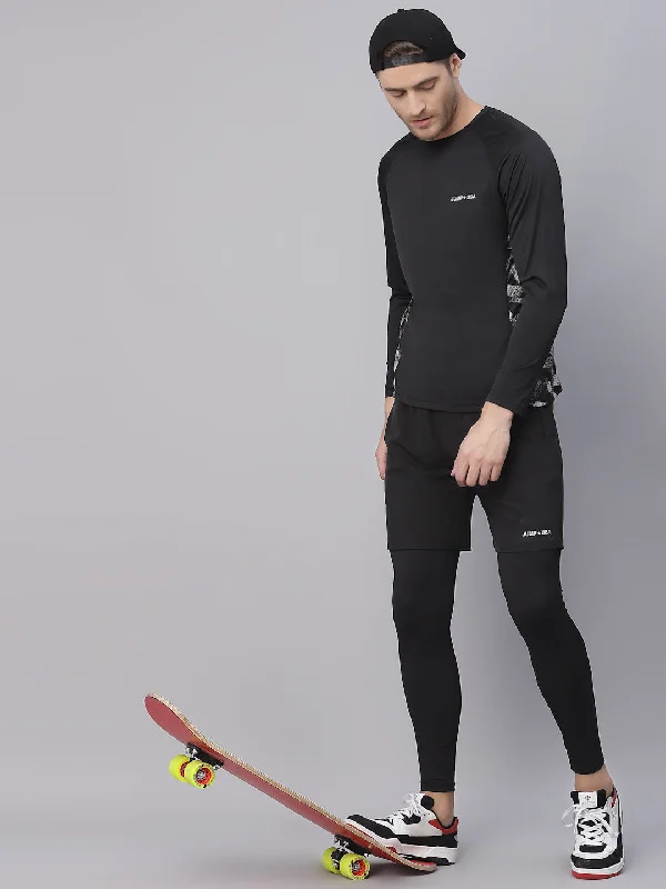 Men's Chino Shorts for Warm WeatherJUMP USA Men Black Layered Comfort-Fit Active Long & Short Sports Shorts Men's Chino Shorts for Warm WeatherJUMP USA Men Black Layered Comfort-Fit Active Long & Short Sports Shorts