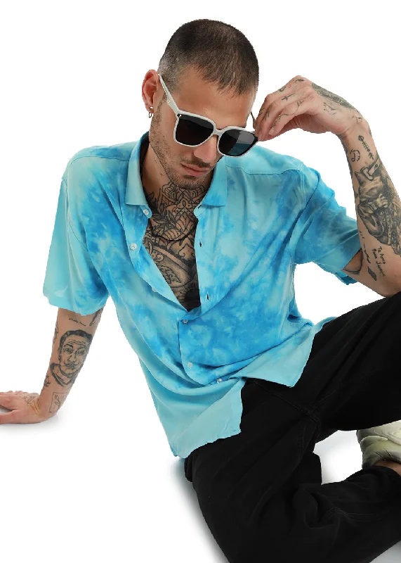 Men's Logo T-Shirts for Brand RepresentationOcean Tie Dye Half Sleeve Shirt