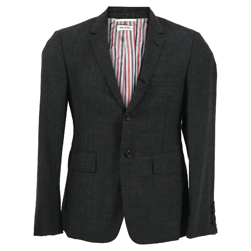 Thom Browne Single-Breasted Blazer in Dark Grey Wool