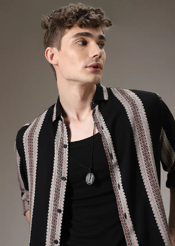 Men's Limited Edition Shirts for ExclusivityPrinted Stripe Feather Shirt