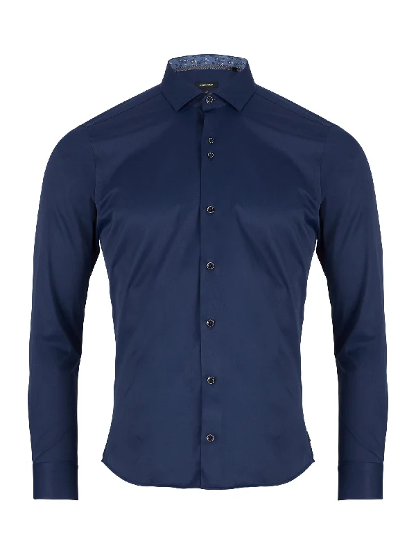 Men's Solid-Color Button-Down Shirts for VersatilityREMUS UOMO SLIM FIT SHIRT KIRK-NAVY Men's Solid-Color Button-Down Shirts for VersatilityREMUS UOMO SLIM FIT SHIRT KIRK-NAVY