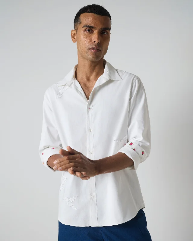 Men's Tailored Shirts for a Sharp AppearanceClassic Shirt - White Embroidered