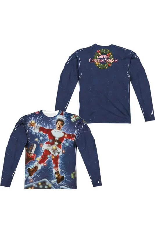 Solid-Colored Men's ShirtsChristmas Vacation Electrified (Front/Back Print) Long Sleeve Adult Poly Crew Tee / T-Shirt Solid-Colored Men's ShirtsChristmas Vacation Electrified (Front/Back Print) Long Sleeve Adult Poly Crew Tee / T-Shirt
