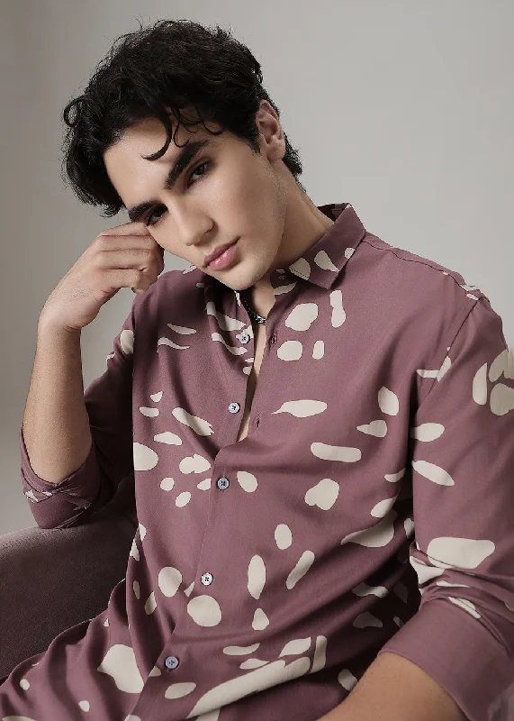Men's Cufflink-Ready Shirts for Formal EventsMauve Printed Shirt