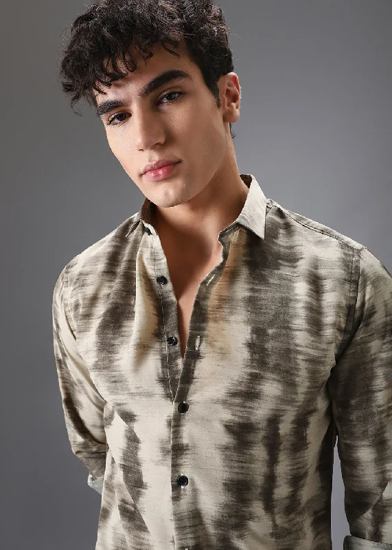Men's Relaxed-Fit Shirts for Casual ComfortBeige Abstract Printed Shirt