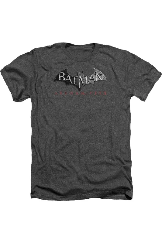 Men's Shirts with Velcro ClosuresBatman Arkham City Logo Adult Heather Tee / T-Shirt Men's Shirts with Velcro ClosuresBatman Arkham City Logo Adult Heather Tee / T-Shirt