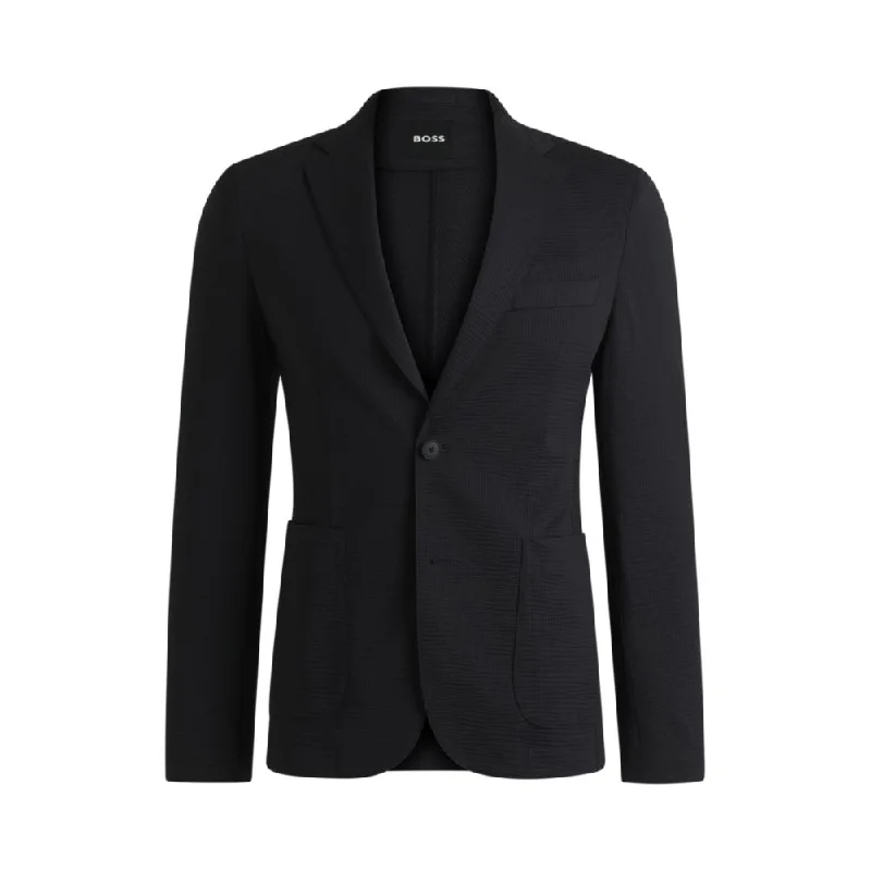 Slim-fit suit jacket in stretch seersucker