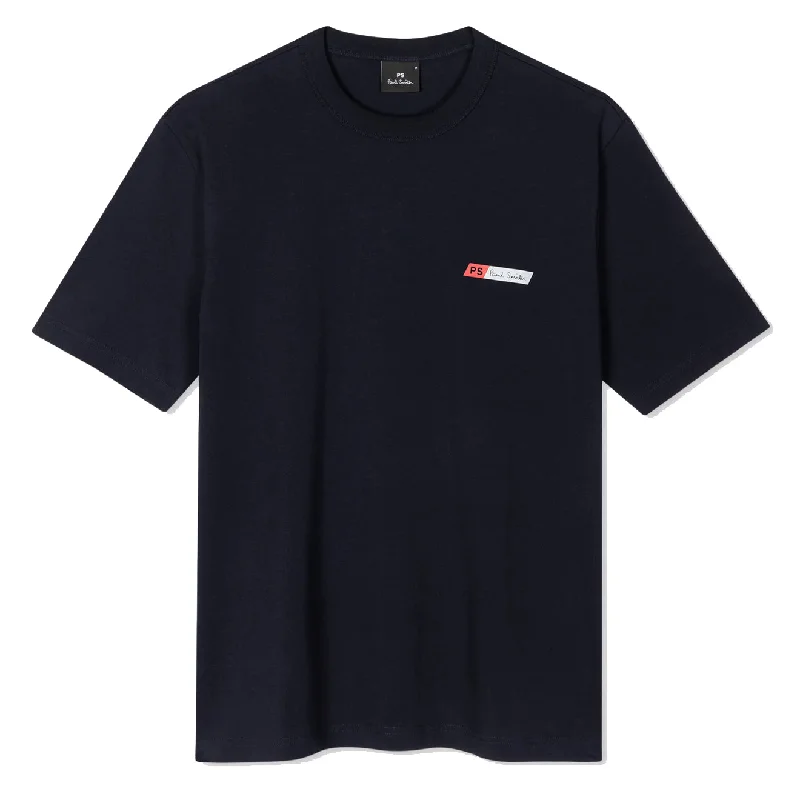 Men's Shirts with Snap ButtonsPaul Smith S/S PS Slant Logo Cotton-Blend T-Shirt Very Dark Navy