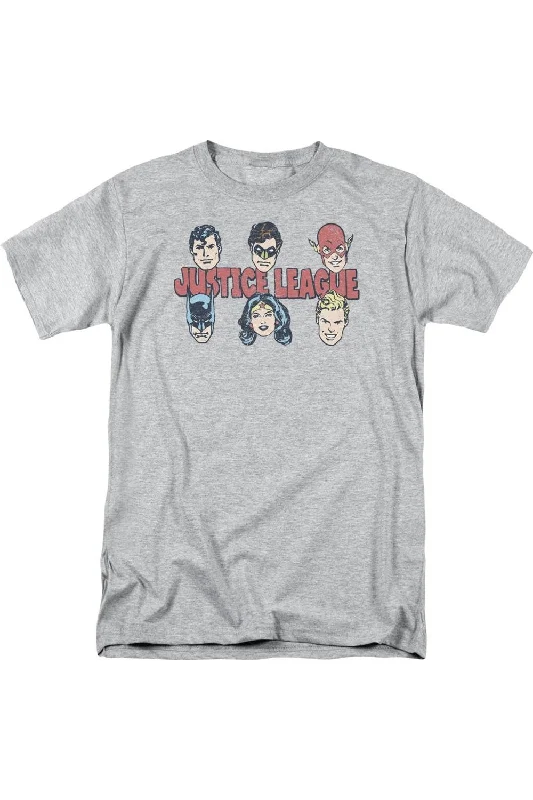 Stylish Men's HenleysDC Comics Justice Lineup Short Sleeve Adult Tee / T-Shirt
