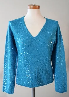 Men's Sweaters in Metallic ColorsBright Winter Aquamarine Sequin Sweater