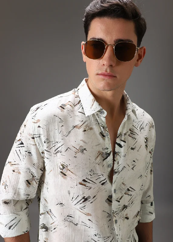 Men's French-Cuff Shirts for a Sophisticated EdgeBrown Linear Crushed Printed Shirt