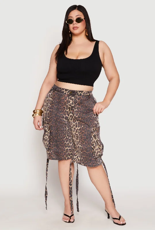 Men's Solid-Colored Pants for VersatilityPlus Size Cargo Skater Shorts