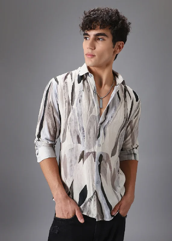 Men's Designer Shirts for a Statement PieceLight Green Leaf Crushed Printed Shirt