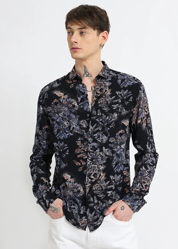 Men's Henley T-Shirts for a Casual TwistLush Leafage Blue Feather Shirt