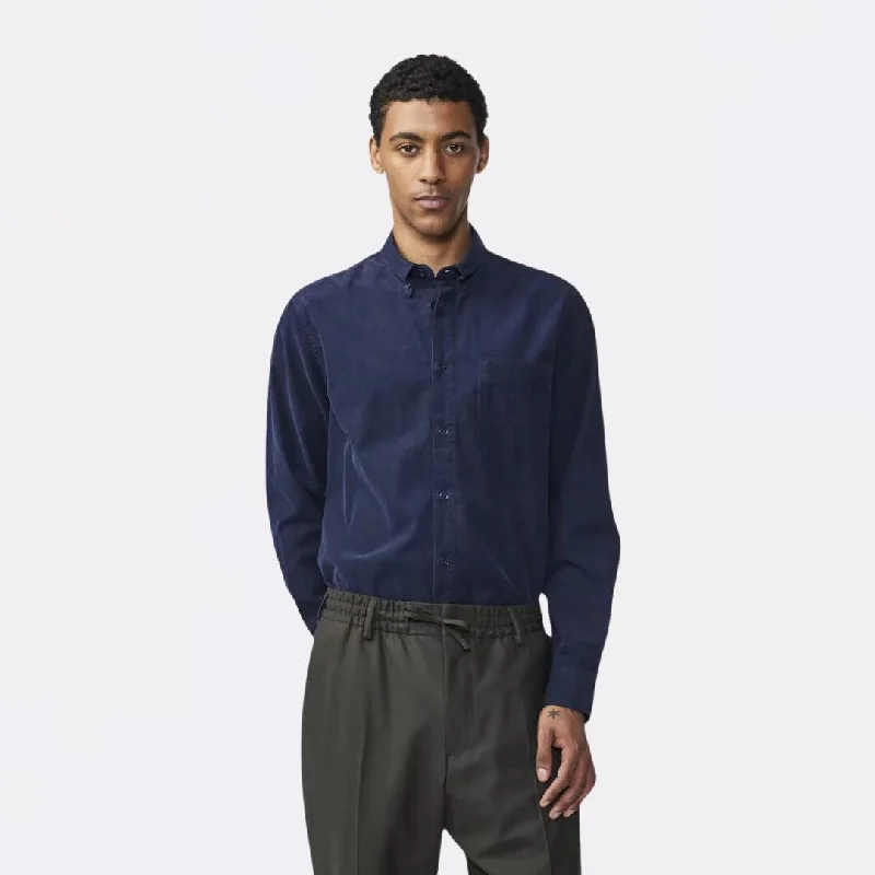 Breathable Men's Linen ShirtsArne 5082 Long Sleeve Shirt (Navy Blue)