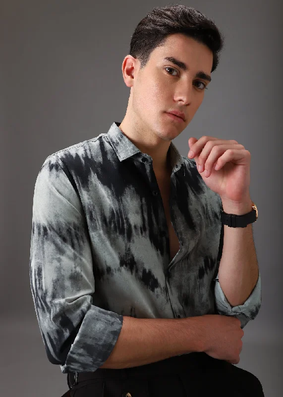 Men's Casual Friday Shirts for Relaxed Office DaysGradient Grey Abstract Printed Shirt Men's Casual Friday Shirts for Relaxed Office DaysGradient Grey Abstract Printed Shirt