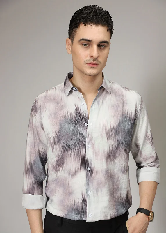 Men's Checked Short-Sleeve Shirts for Summer FunLavender Line Brush Print Shirt