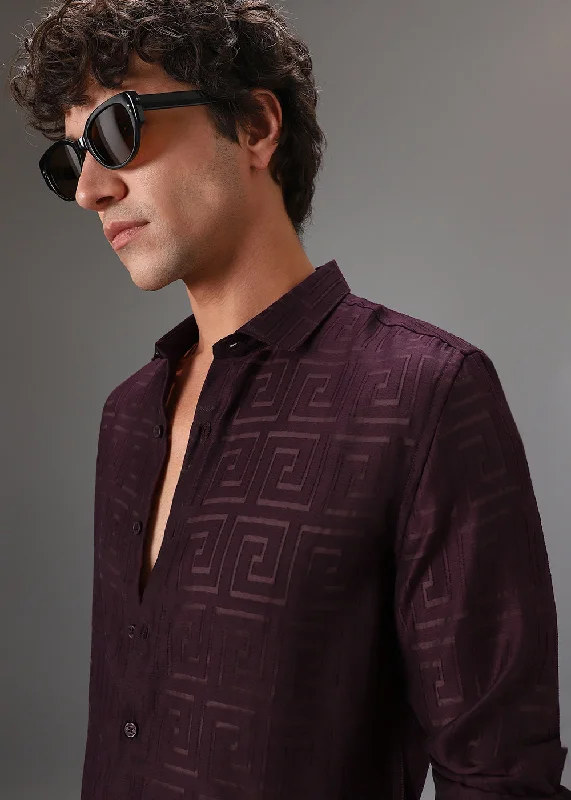 Men's Tab-Collar Shirts for a Crisp LookMaroon Laser Cut Shirt