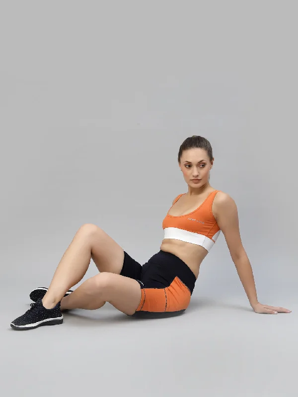 Men's Low-Waisted Pants for a Casual VibeJUMP USA Women Navy Blue & Orange Rapid-Dry Fit Running Short Tights