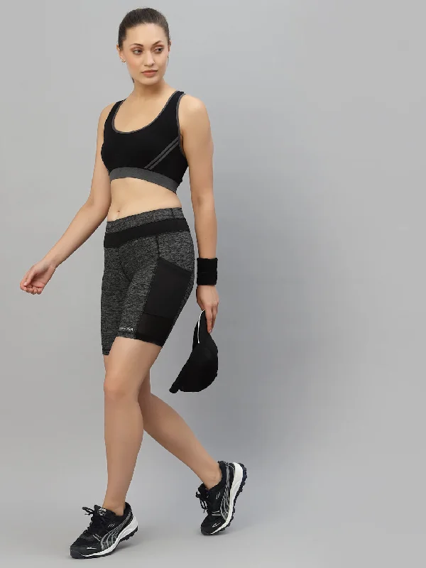 Men's Pants with Appliqué DetailsJUMP USA Women Dark Anthra Rapid-Dry Fit Running Short Tights