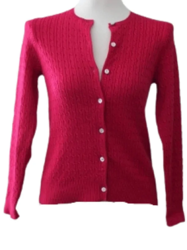 Men's Sweaters with Drawstring WaistbandsLight Summer Raspberry Cable Knit Cardigan