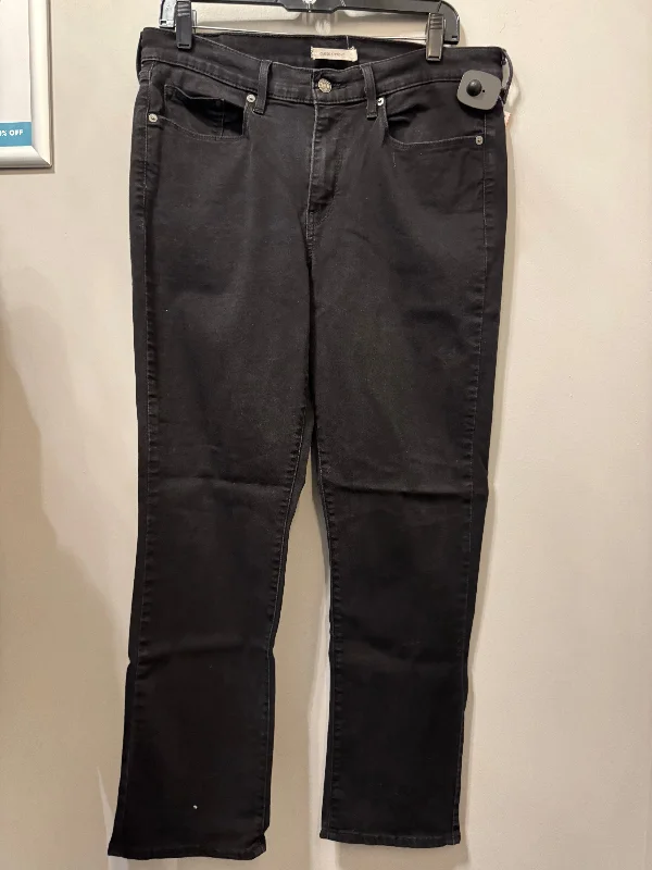 Cool Distressed Men's JeansJeans Straight By Levis In Black Denim, Size: 12