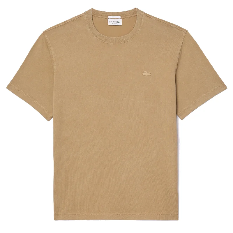 Men's Shirts with Abstract DesignsLacoste Washed Effect Heavy Cotton T-Shirt Beige