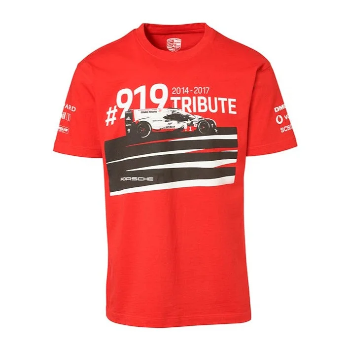 Elegant Men's Dress ShirtsPorsche Unisex T-shirt- Red- 919 Tributes