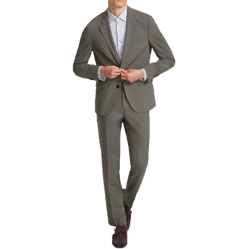 Mens Solid Polyester Two-Button Blazer