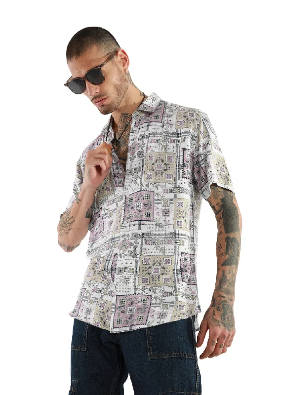 Men's Camouflage Shirts for an Outdoor AppealOpaque print half sleeve shirt
