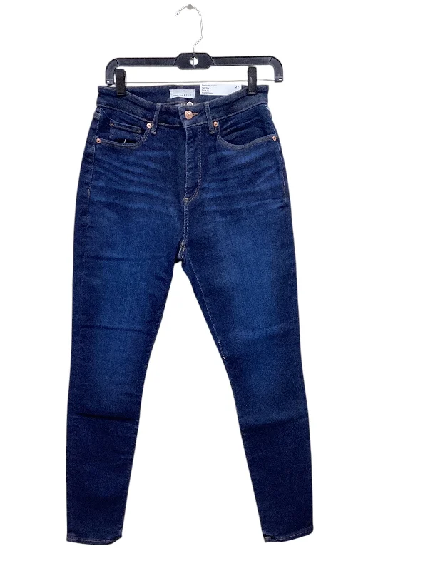 Leather Patch Embellished Men's JeansJeans Skinny By Loft In Blue Denim, Size: 0