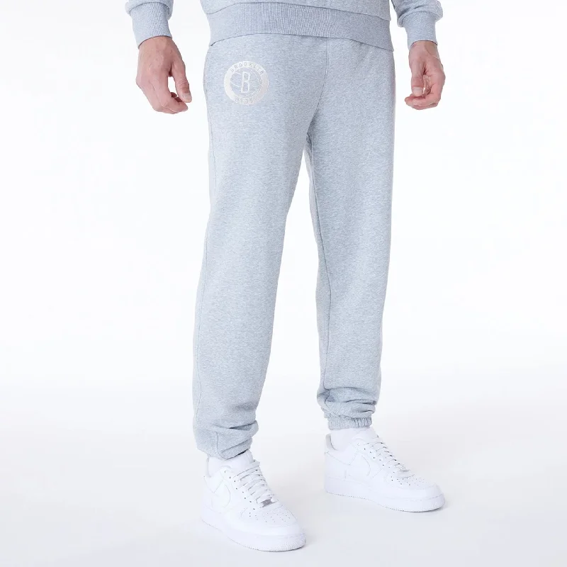 Men's Sweatpants for LoungingBrooklyn Nets NBA League Essential Grey Fleece Joggers