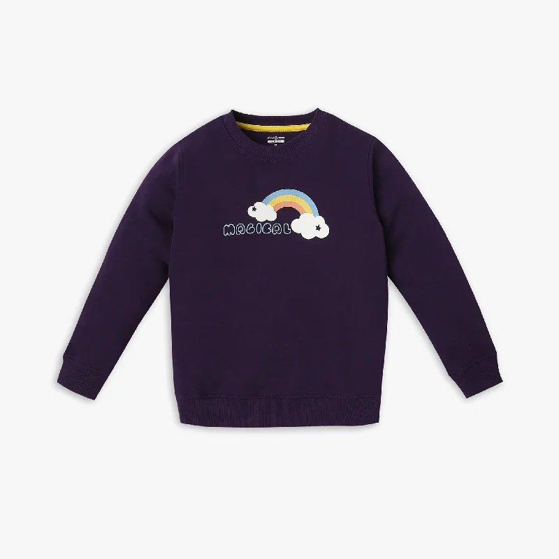 Men's Shirts with Cowl NecksGirl's Regular Fit Graphic Sweat Tee
