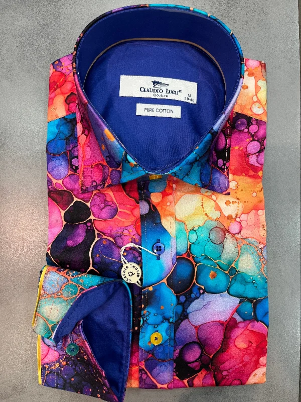 Men's Slim-Fit Shirts for a Flattering ShapeCLAUDIO LUGLI LIQUID OIL BUBBLES SHIRT CP6960 Men's Slim-Fit Shirts for a Flattering ShapeCLAUDIO LUGLI LIQUID OIL BUBBLES SHIRT CP6960