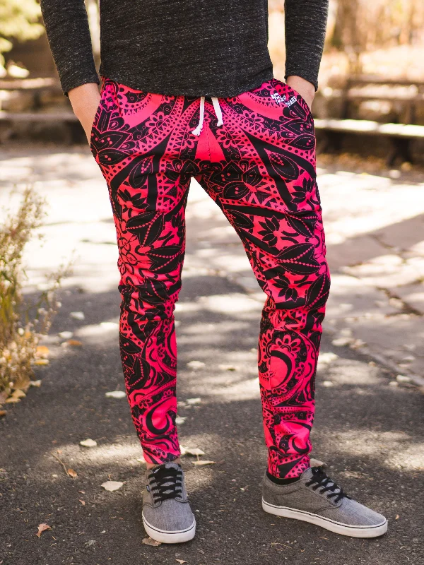 Comfortable Men's JoggersElectro Pink Mandala Unisex Joggers