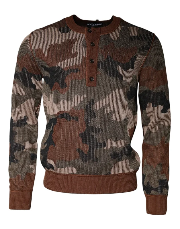 Men's Sweaters with Adjustable HemlinesDolce & Gabbana multi Camouflage Men Pullover Men's Sweater